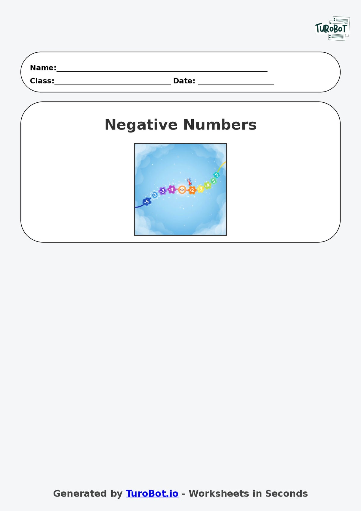 Year 7 Math Worksheet – Negative Number Word Problems – TuroBot