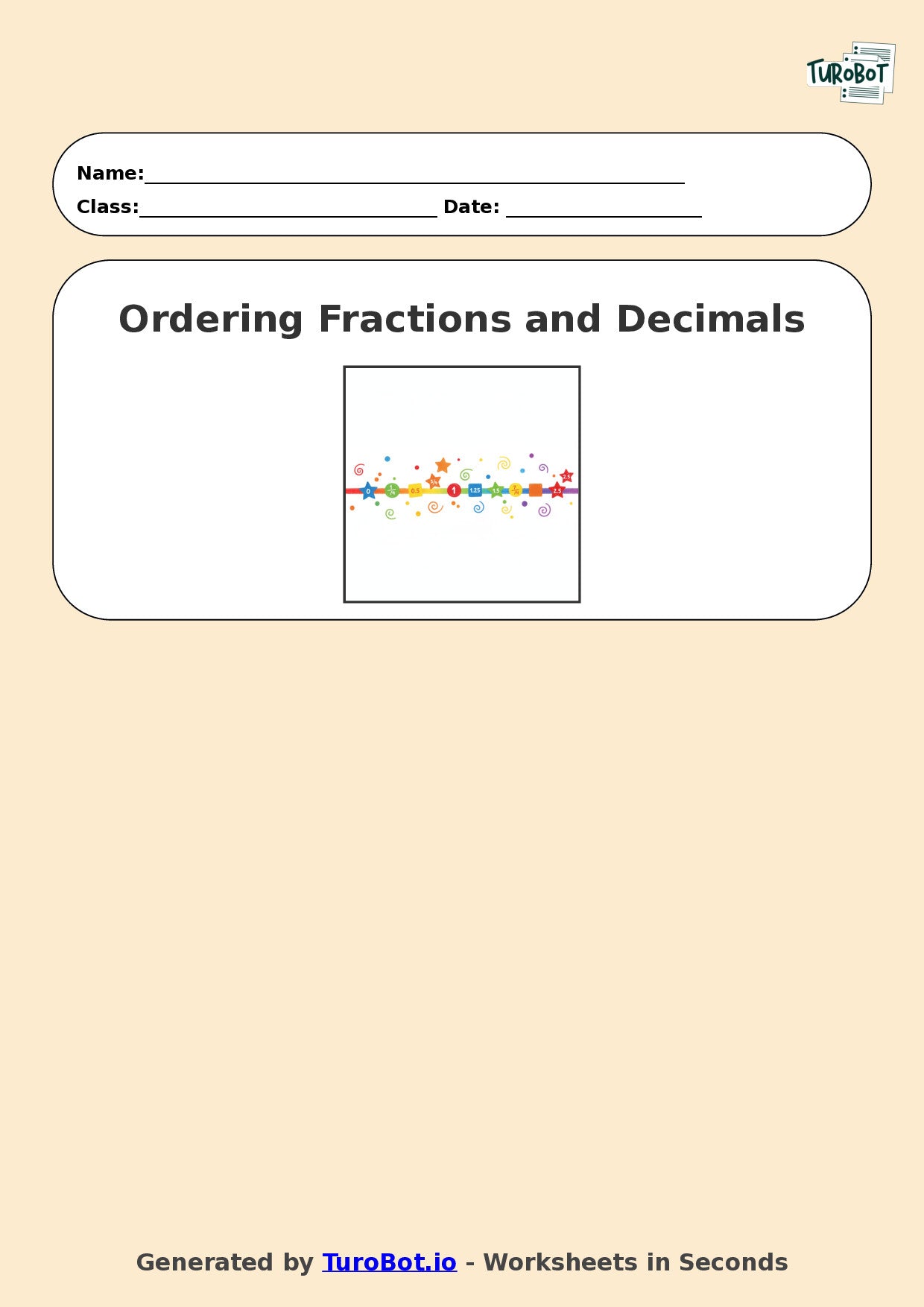 Year 7 Math Worksheet – Ordering Fractions and Decimals 2