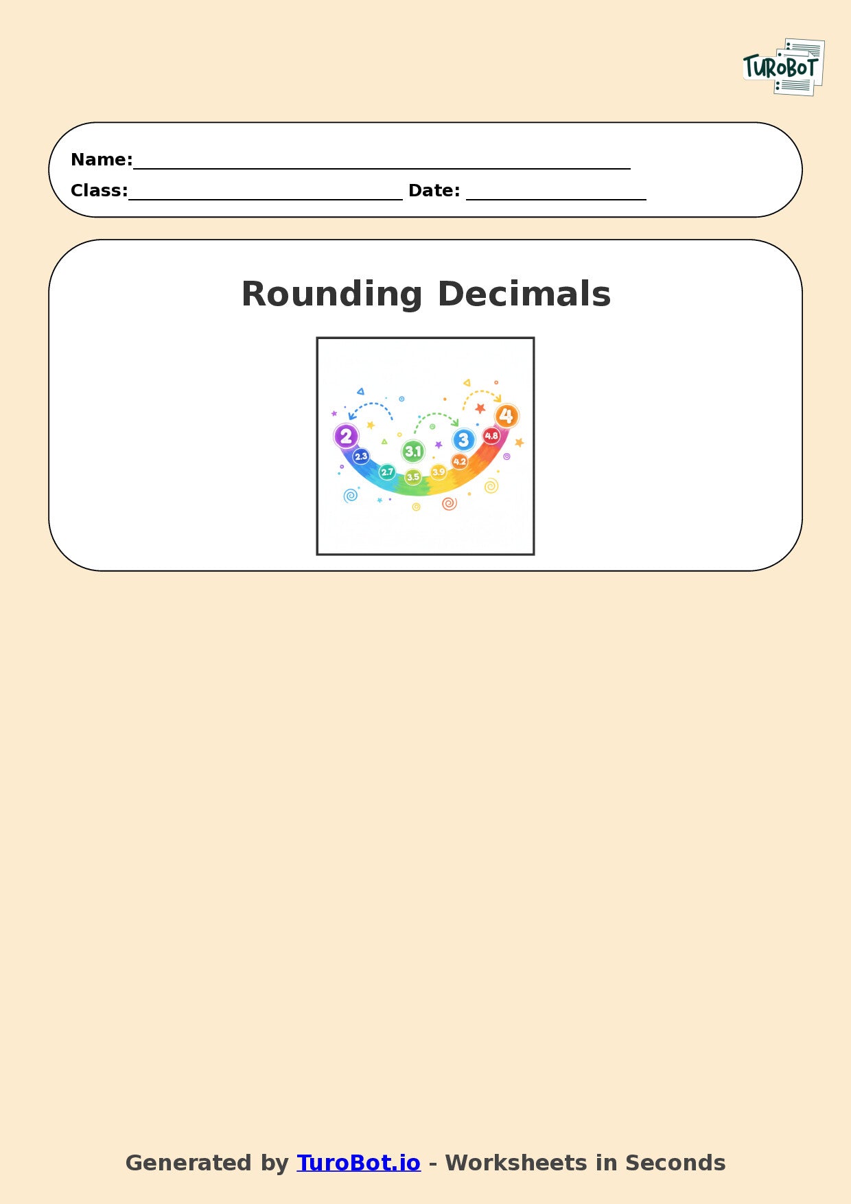 Year 7 Math Worksheet – Rounding Decimals