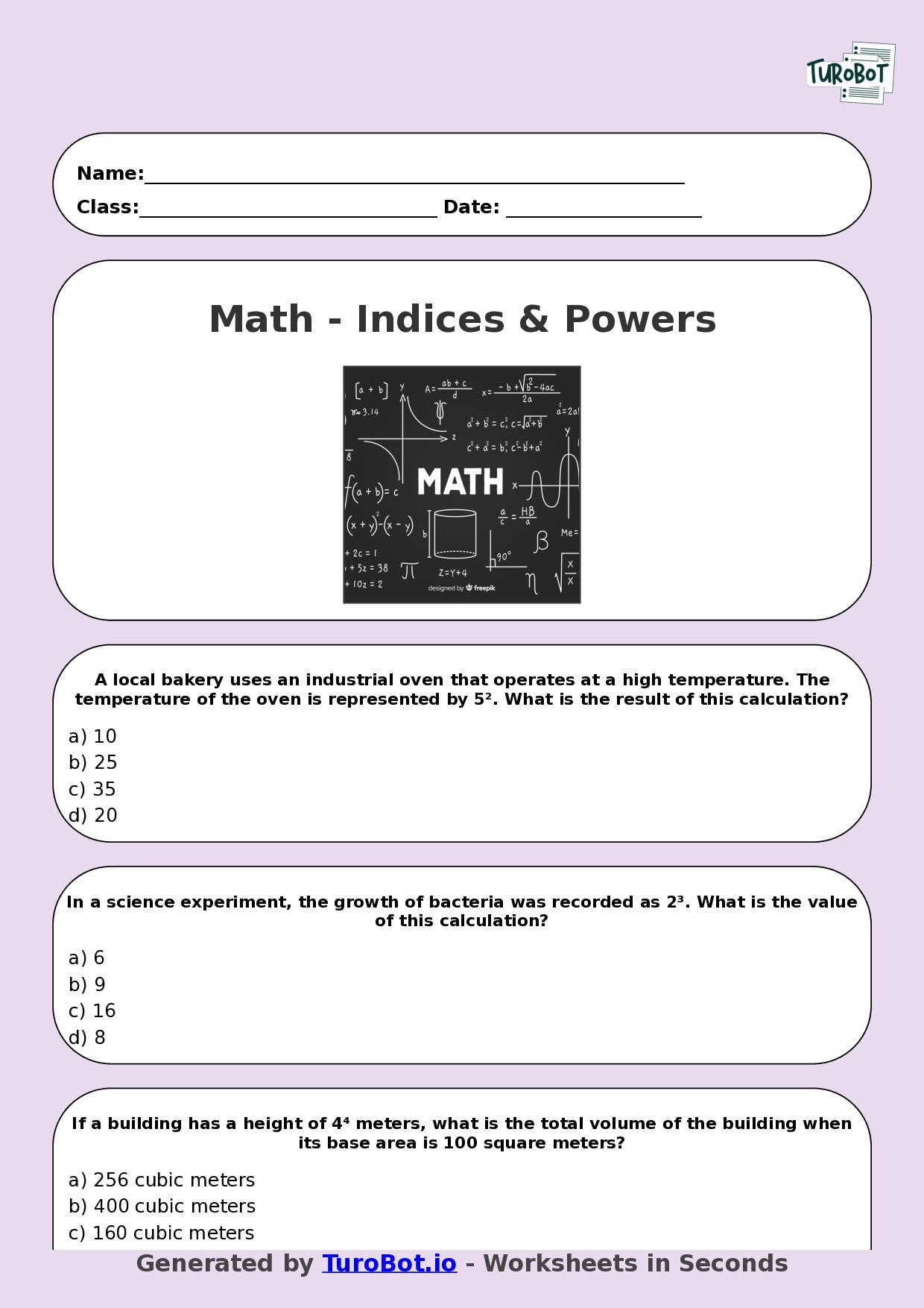 Math - Year 8 - Indices and Powers