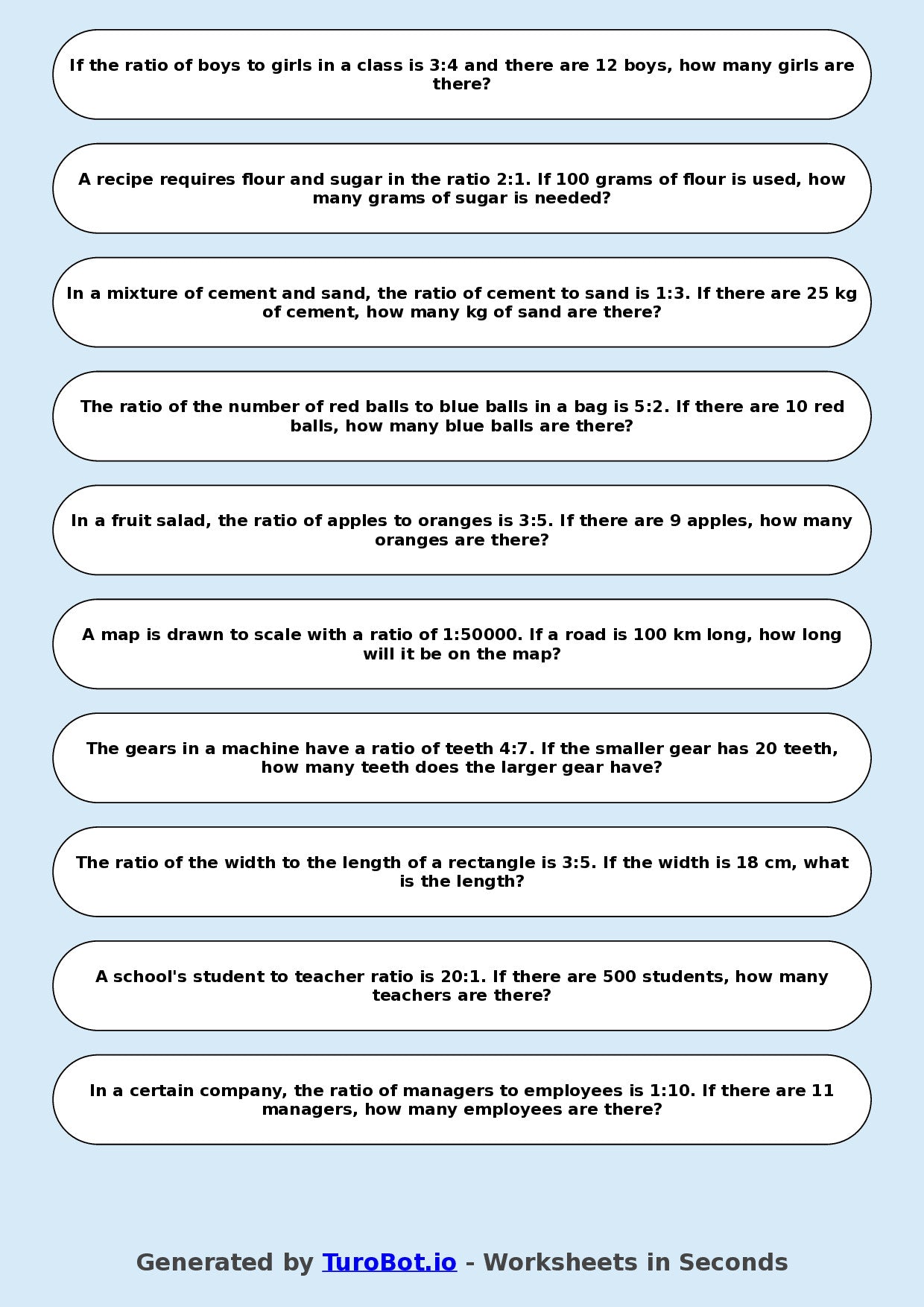Year 8 Math Worksheet – Comparing Ratios