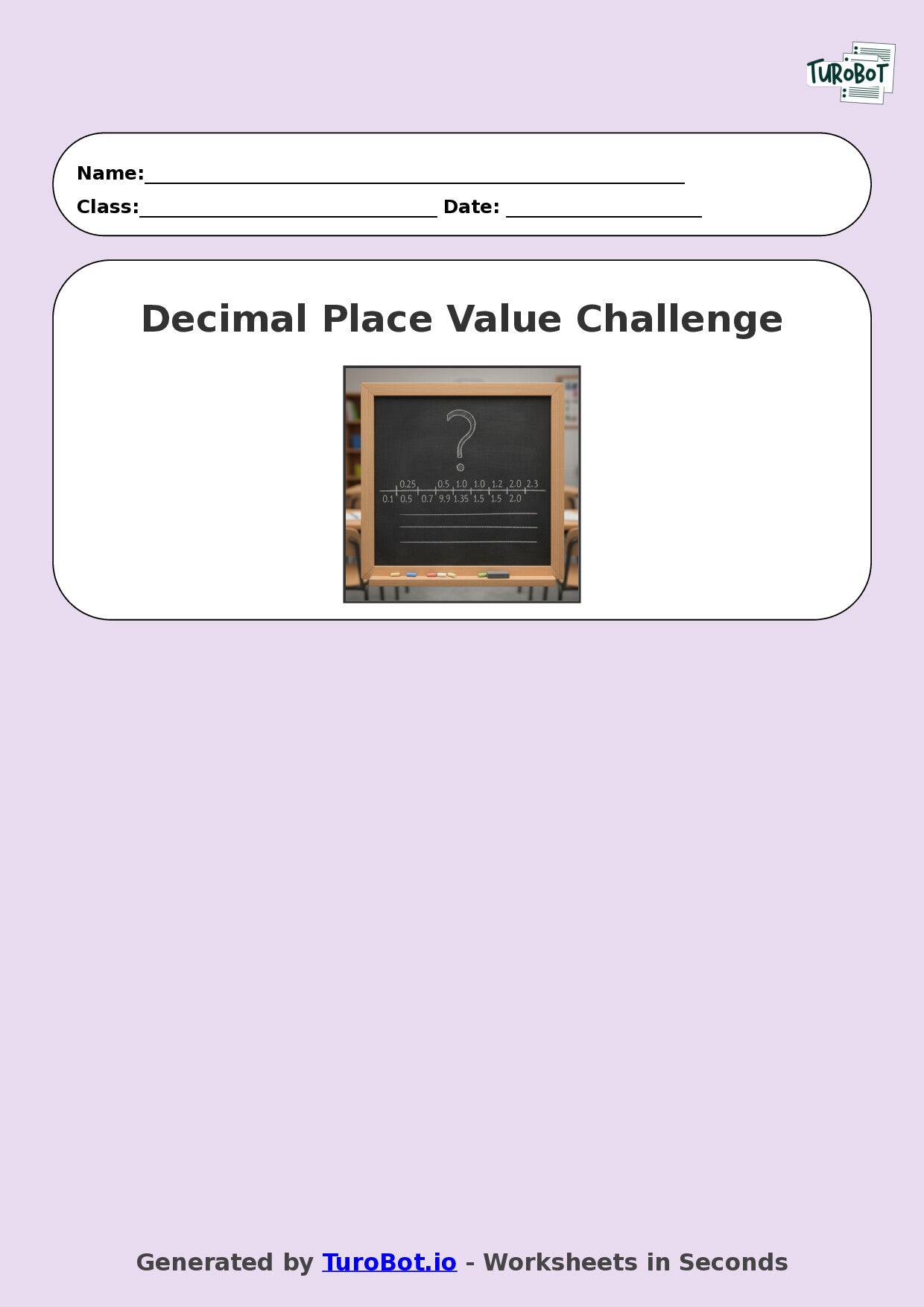 Year 8 Math Worksheet – Decimal Place Value Challenge