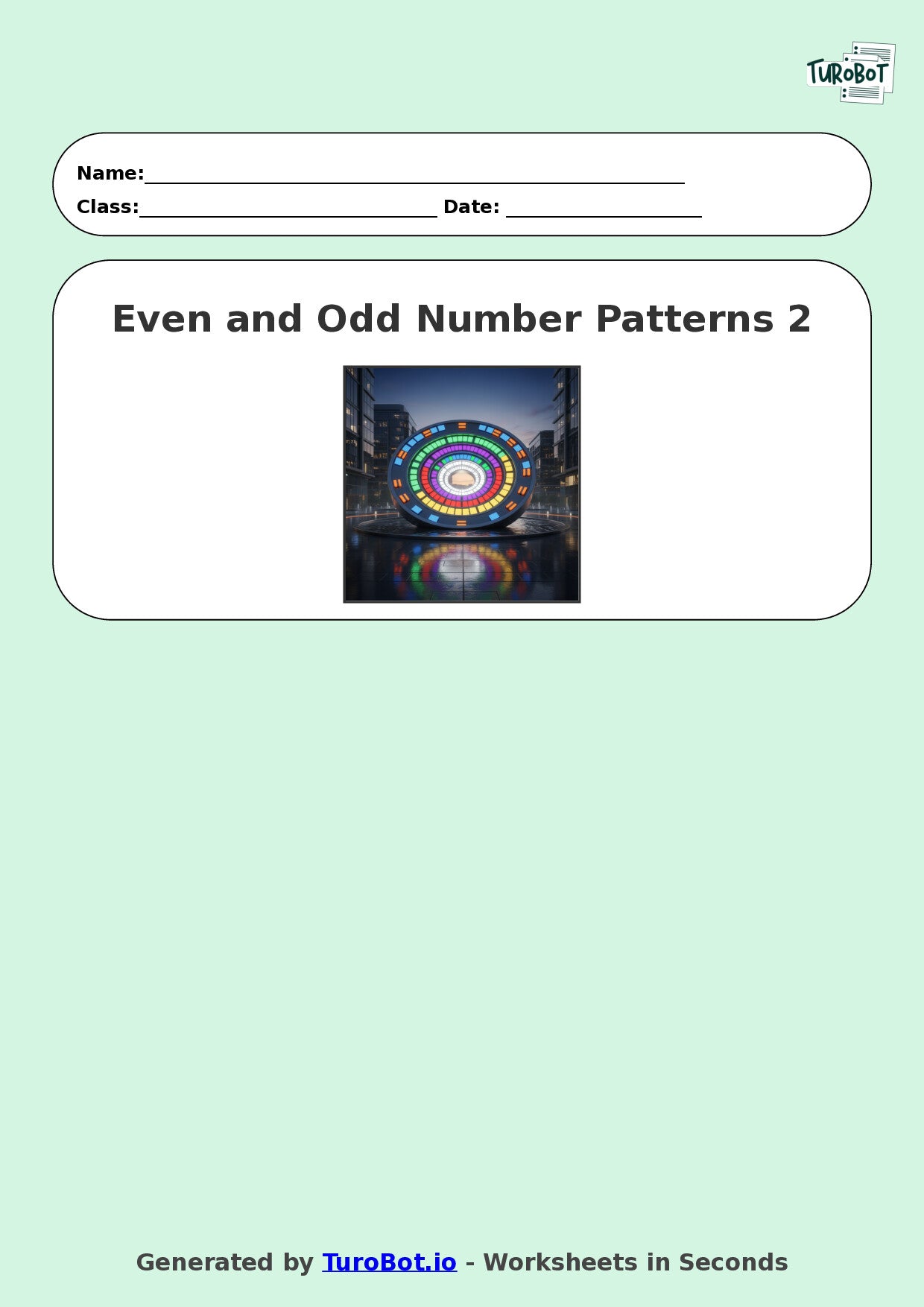 Year 8 Math Worksheet – Even and Odd Number Patterns 2