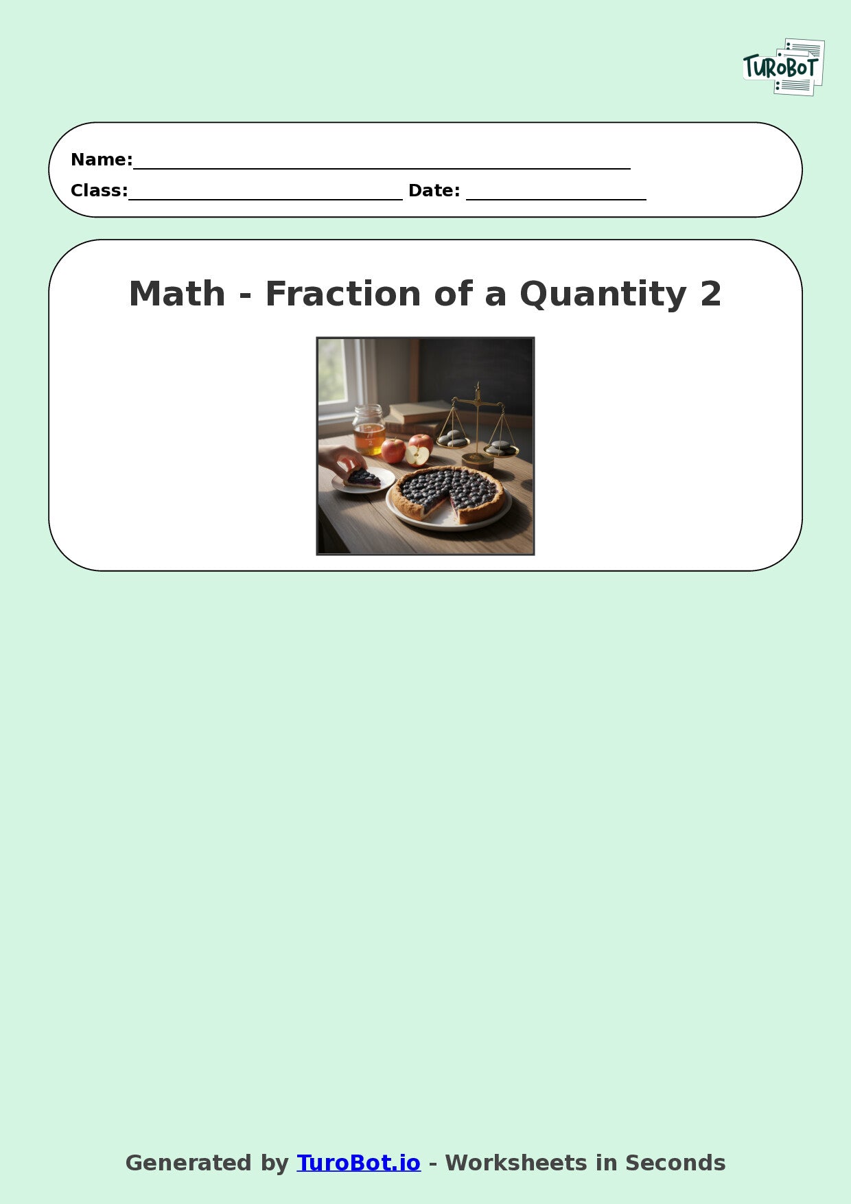 Year 8 Math Worksheet – Fraction of a Quantity 2