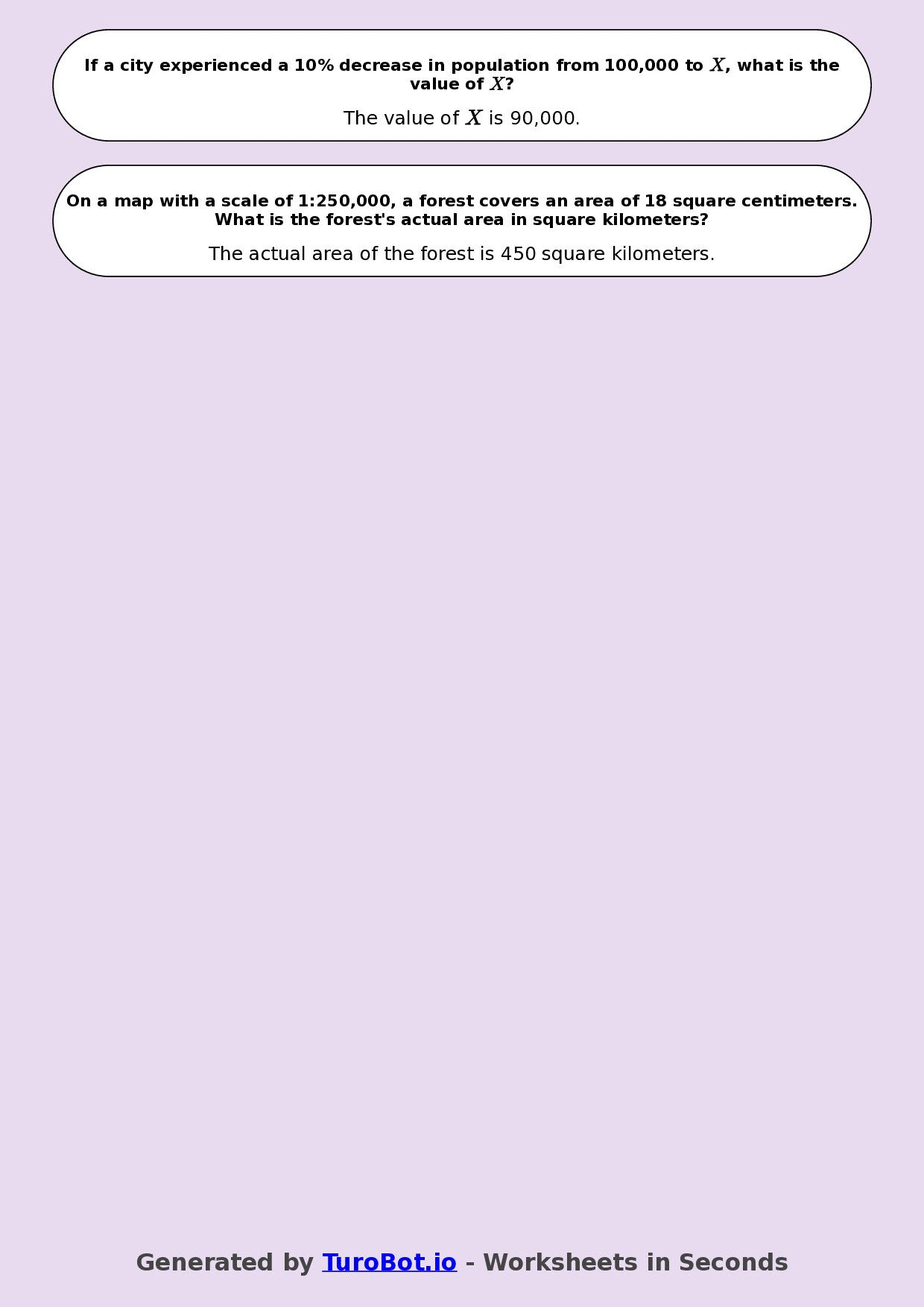 Year 8 Math Worksheet – Population and Map Scale Problems