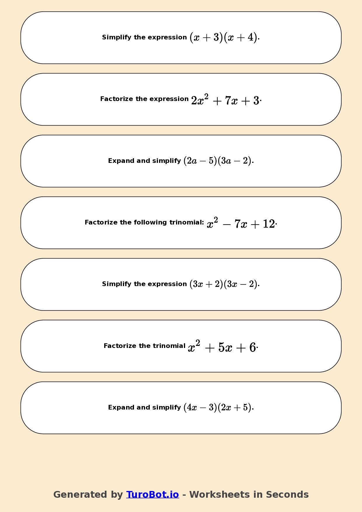 Math - Year 9 - Algebra Factorising and Expanding