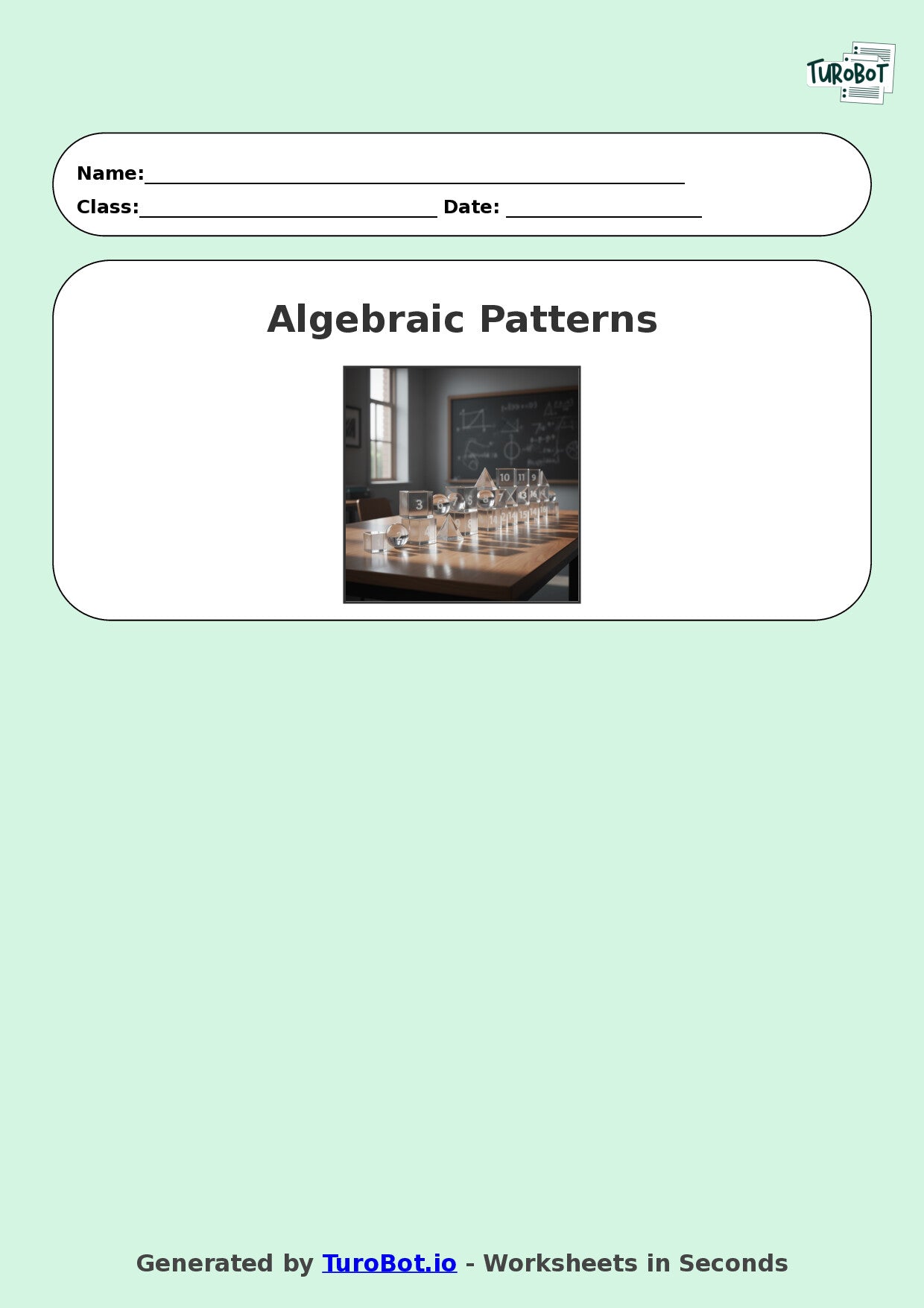 Year 9 Math Worksheet – Algebraic Patterns