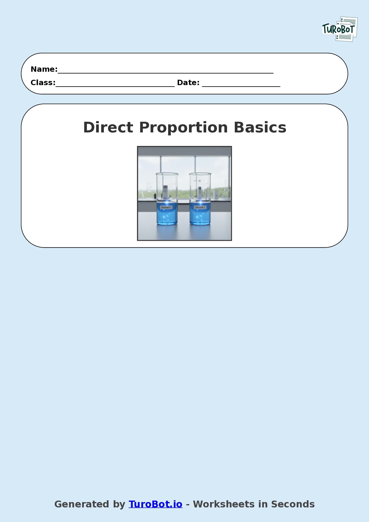 Year 9 Math Worksheet – Direct Proportion Basics