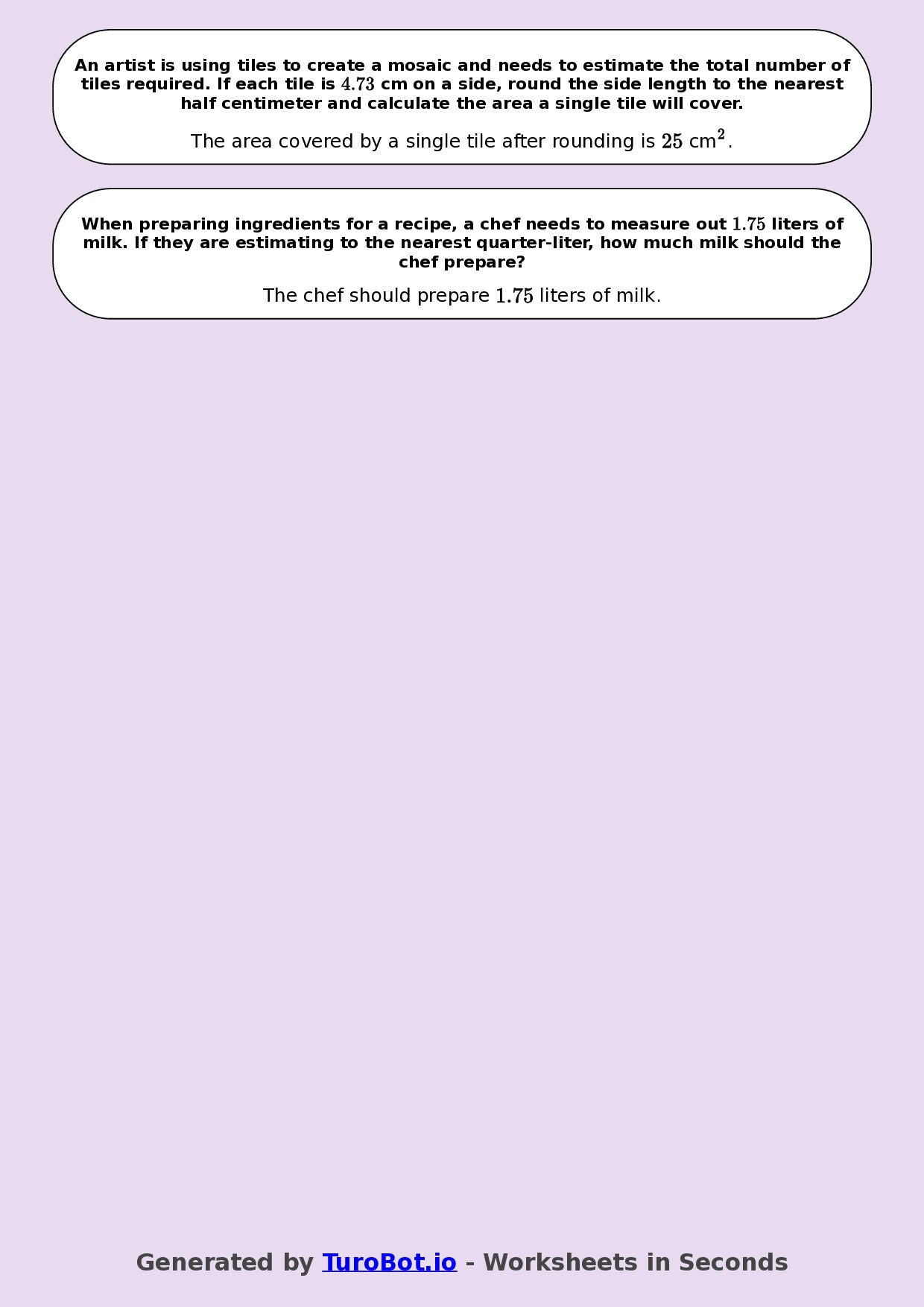 Year 9 Math Worksheet – Estimation and Rounding 2