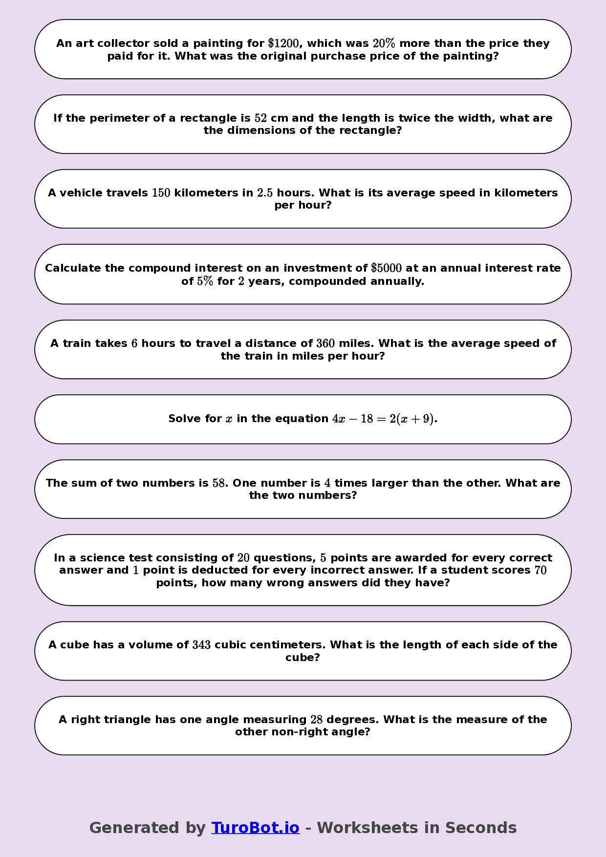 Year 9 Math Mixed Operations Word Problems