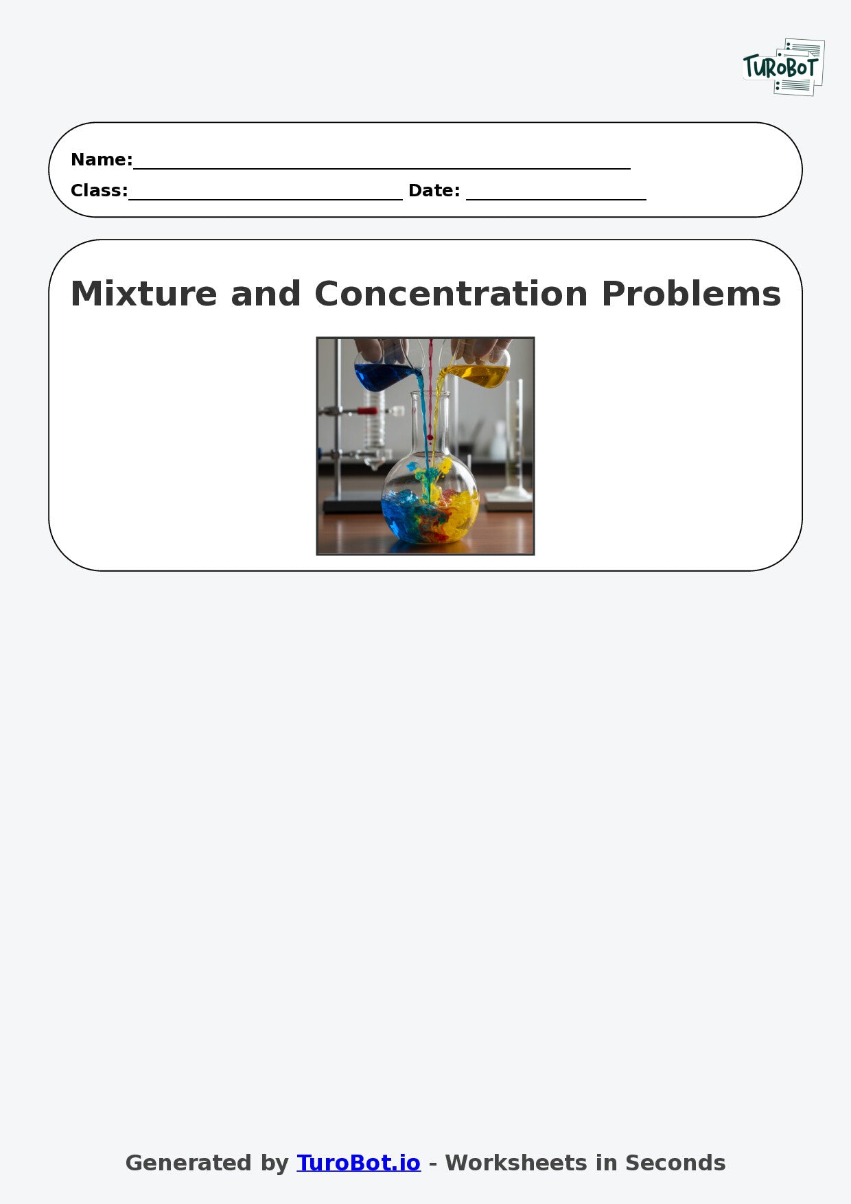 Year 9 Math Worksheet – Mixture and Concentration Problems