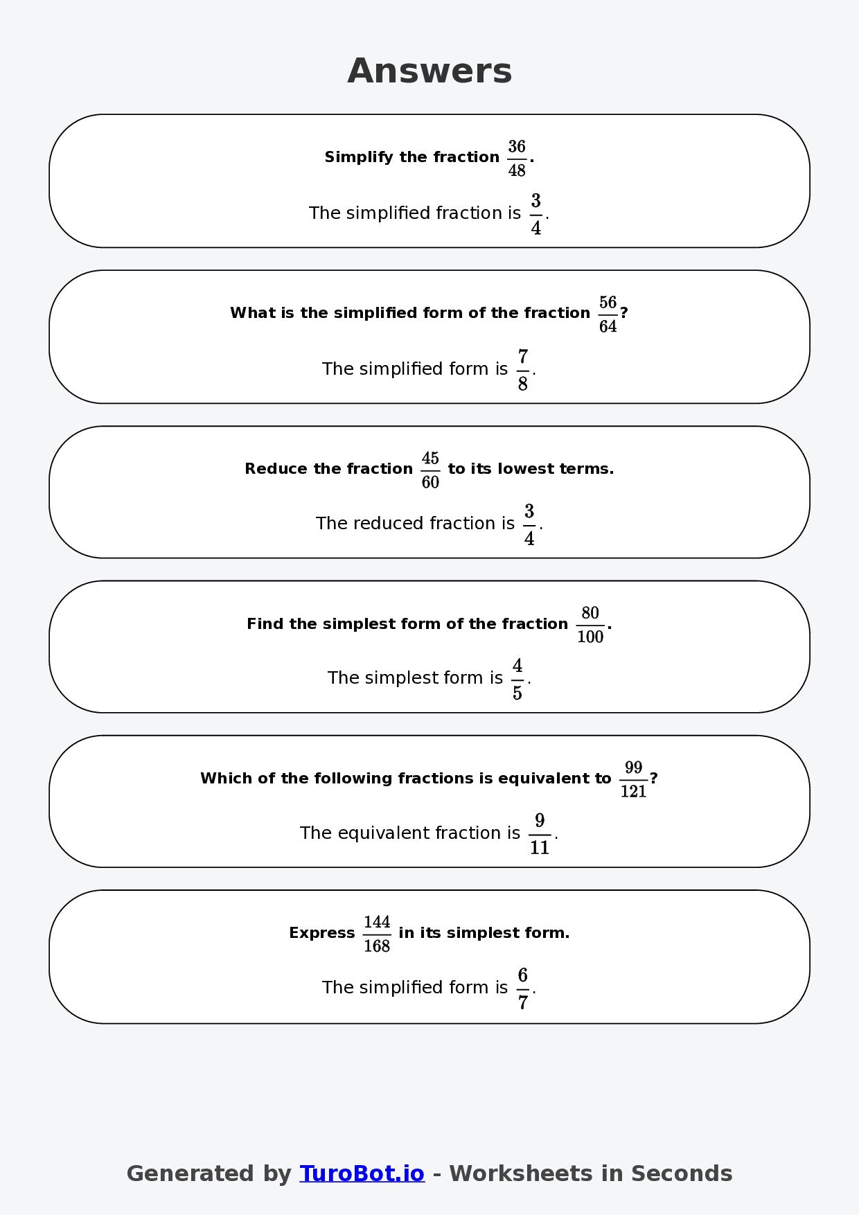 Year 9 Math Worksheet – Simplifying Fractions 2