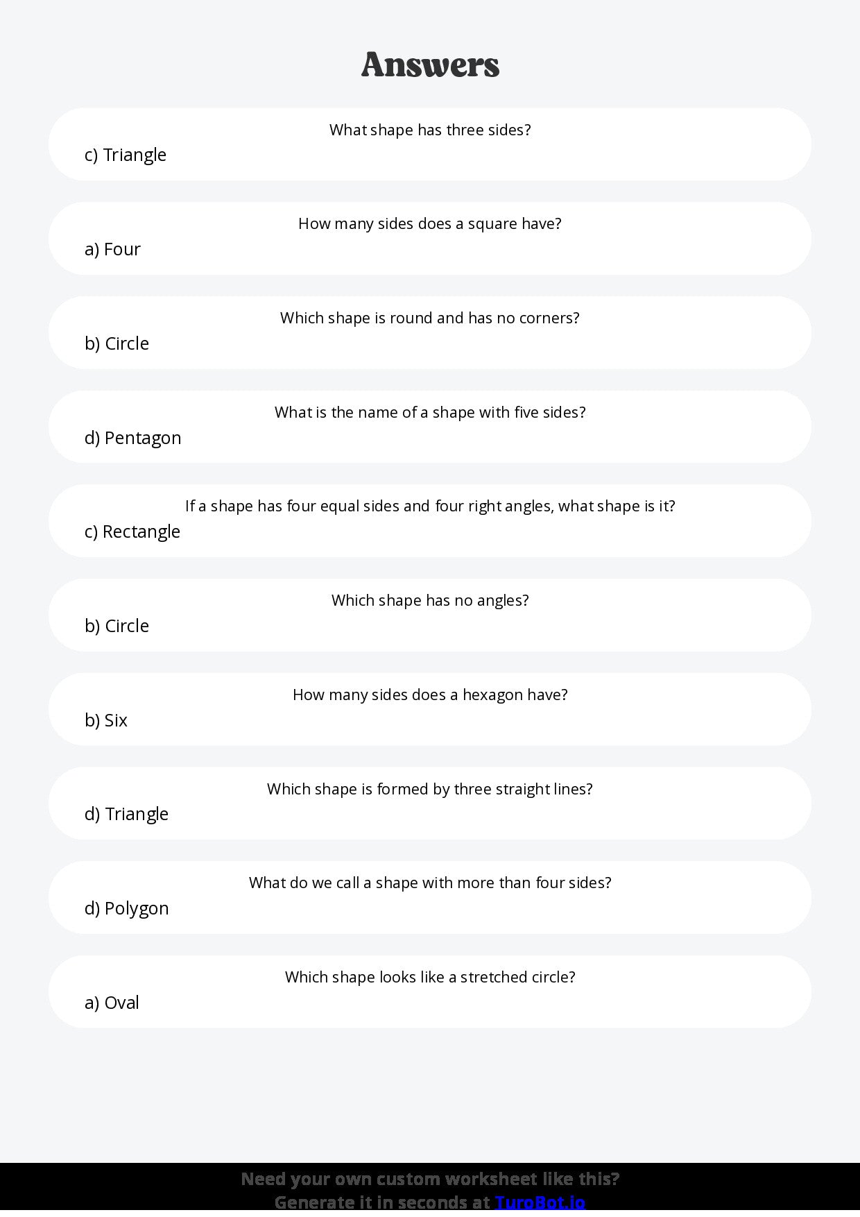 Free Worksheet - Year 4 Mathematics Geometry and Shapes Multiple Choice