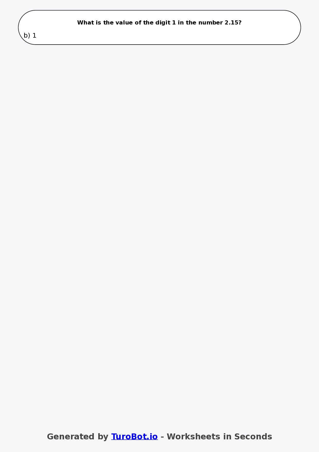 Year 3 Maths Multiple Choice Worksheet – Place Value with Decimals