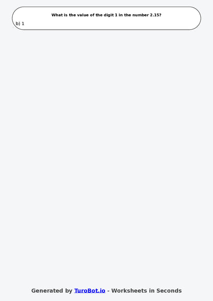 Year 3 Maths Multiple Choice Worksheet – Place Value with Decimals