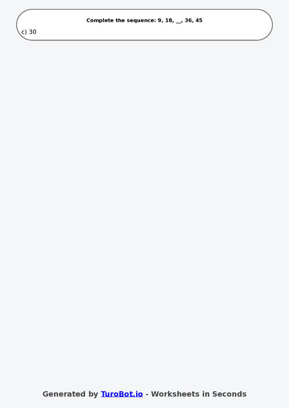 Year 3 Maths Multiple Choice Worksheet – Skip Counting Patterns