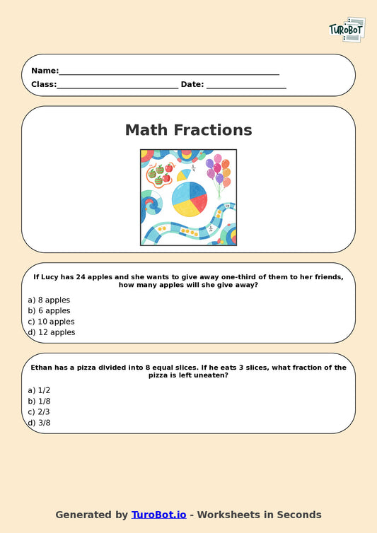 Year 5 Maths Multiple Choice Worksheet – Fractions of Quantities