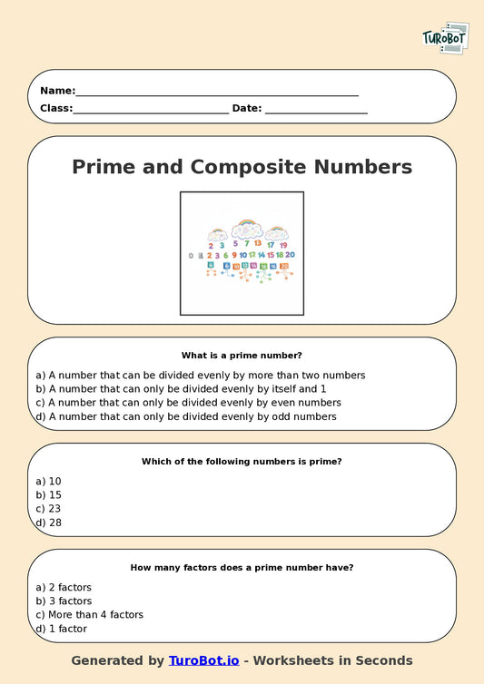 Year 5 Maths Multiple Choice Worksheet – Prime and Composite Numbers Explained