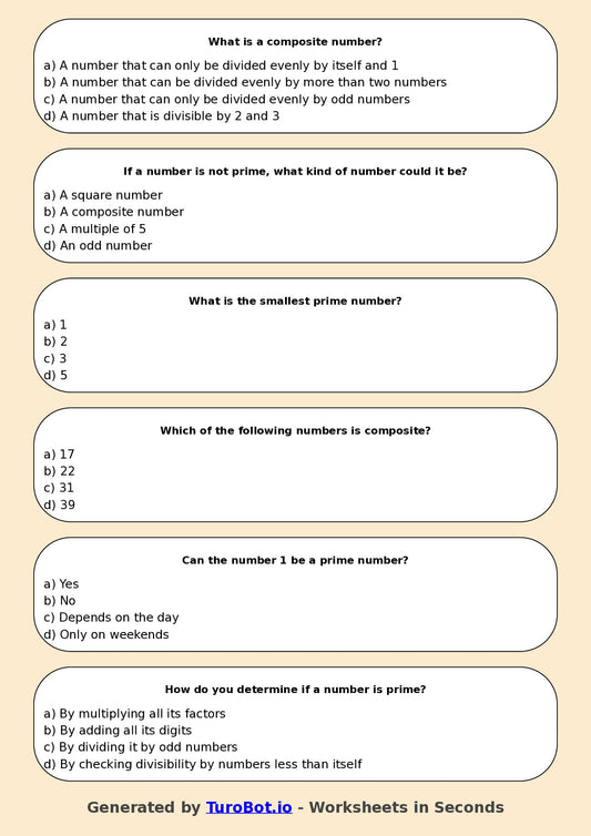 Year 5 Maths Multiple Choice Worksheet – Prime and Composite Numbers Explained