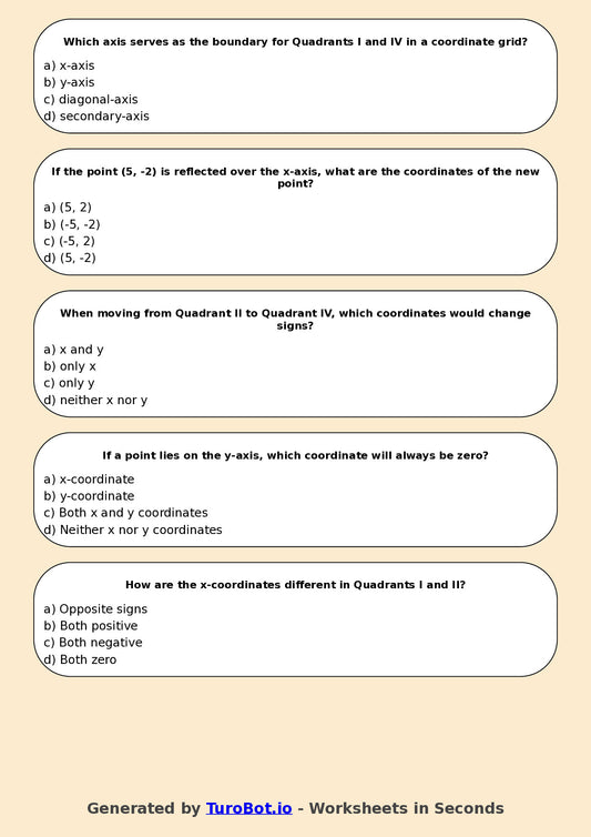 Year 6 Maths Multiple Choice Worksheet – Coordinate Grids in All Quadrants