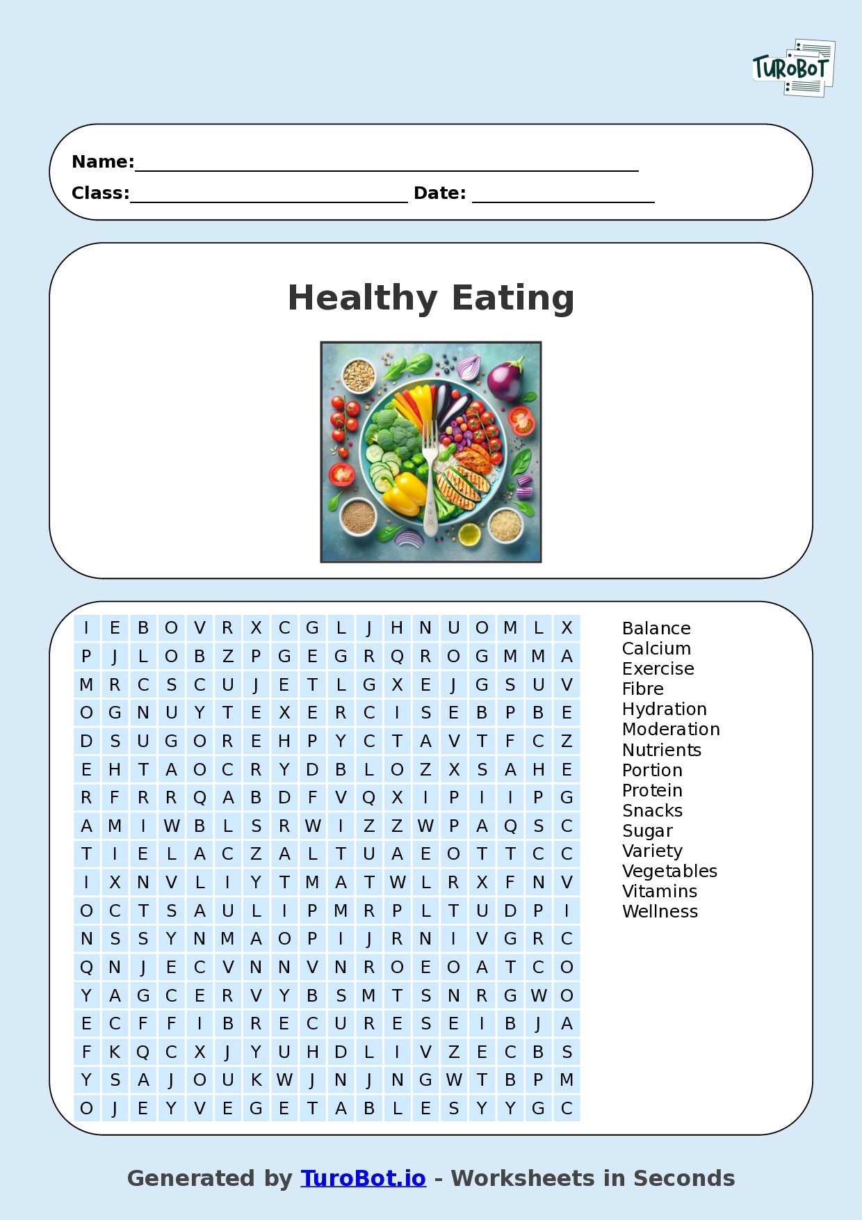 PDHPE - Year 4 - Find a Word - Healthy Eating – Free Find a Word Worksheet
