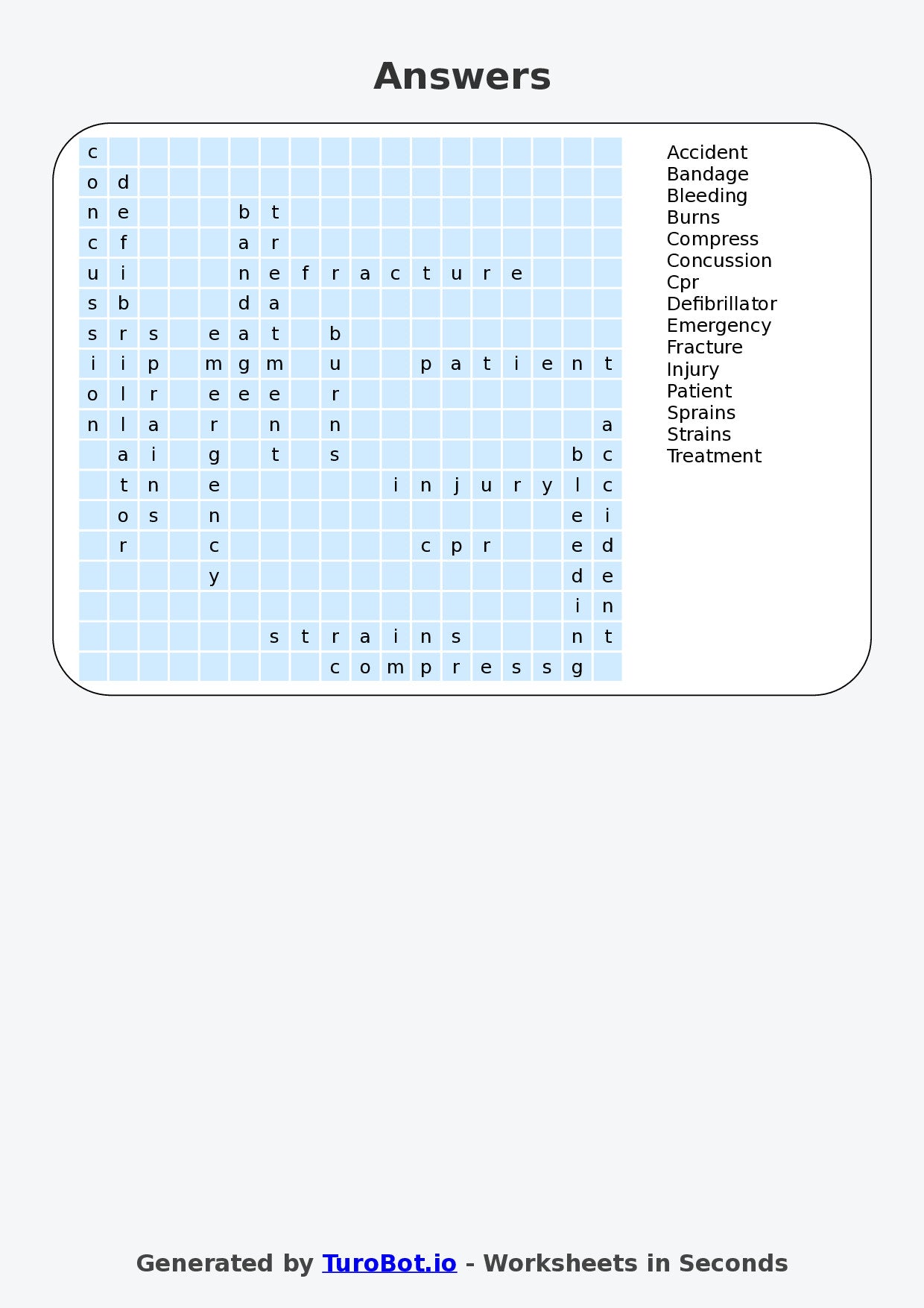 PDHPE - Year 7 - Find a Word - First Aid Terms – Free Find a Word Worksheet