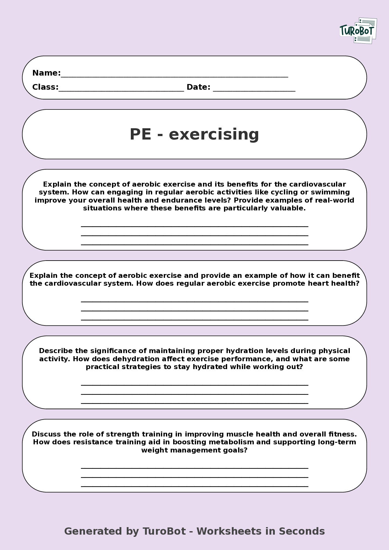 PE - Year 9 - Exercising
