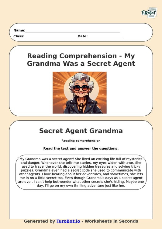Reading Comprehension - Year 3 - My Grandma Was a Secret Agent