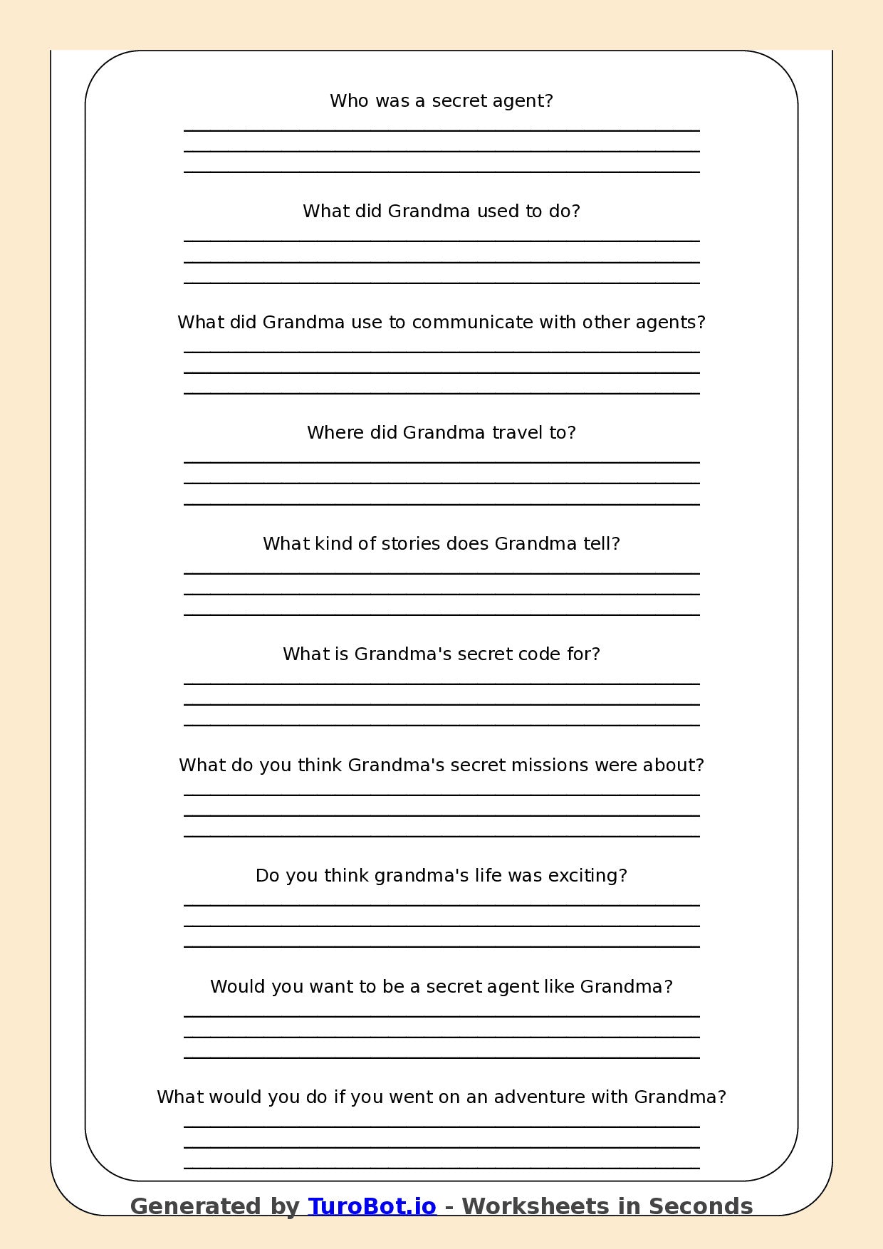 Reading Comprehension - Year 3 - My Grandma Was a Secret Agent
