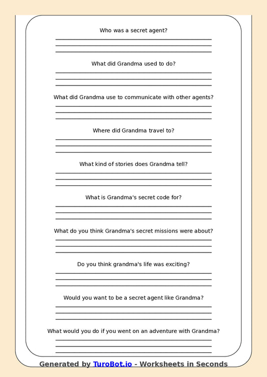 Reading Comprehension - Year 3 - My Grandma Was a Secret Agent
