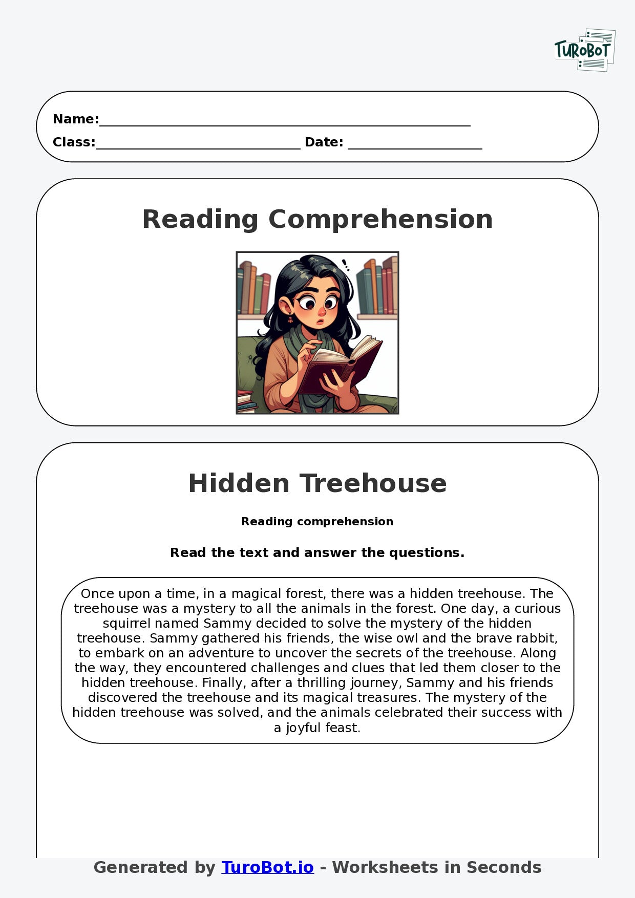 Reading Comprehension - Year 3 - Mystery of the Hidden Treehouse