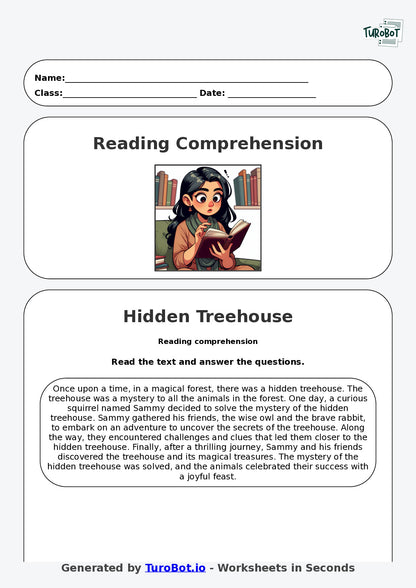 Reading Comprehension - Year 3 - Mystery of the Hidden Treehouse