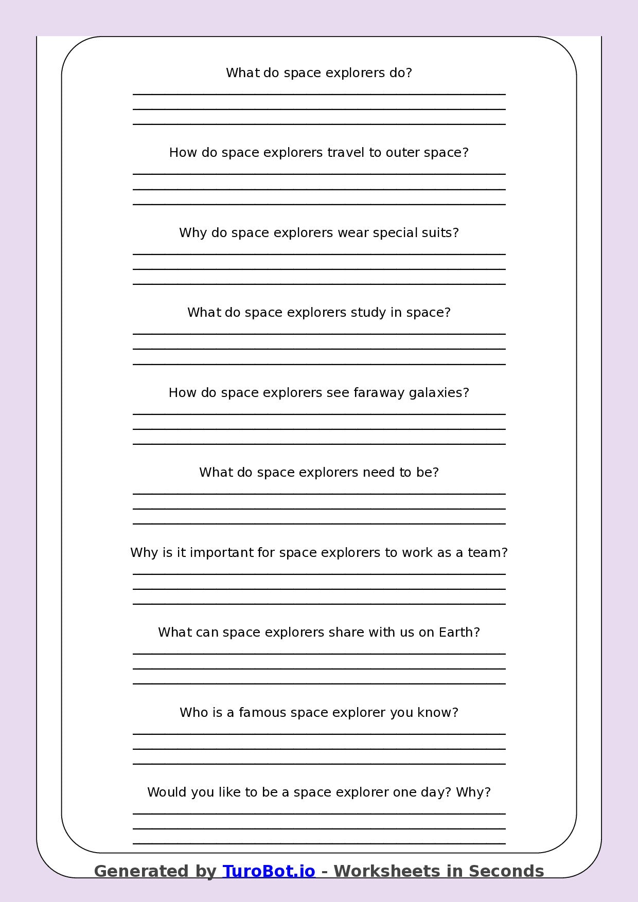 Reading Comprehension - Year 3 - Space Explorers