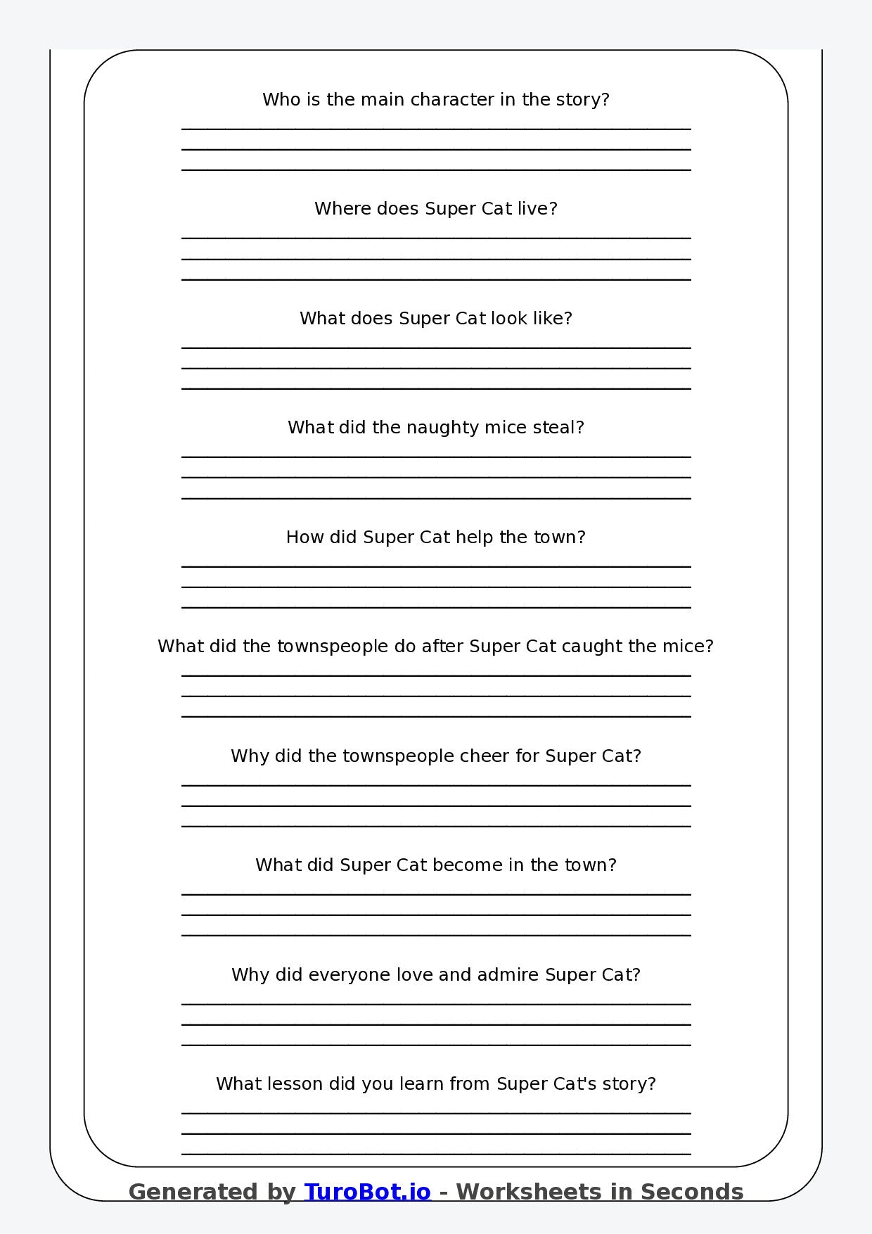 Reading Comprehension - Year 3 - Super Cat to the Rescue