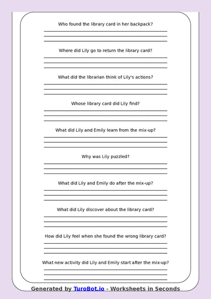Reading Comprehension - Year 3 - The Case of the Library Card That Wasnt Mine