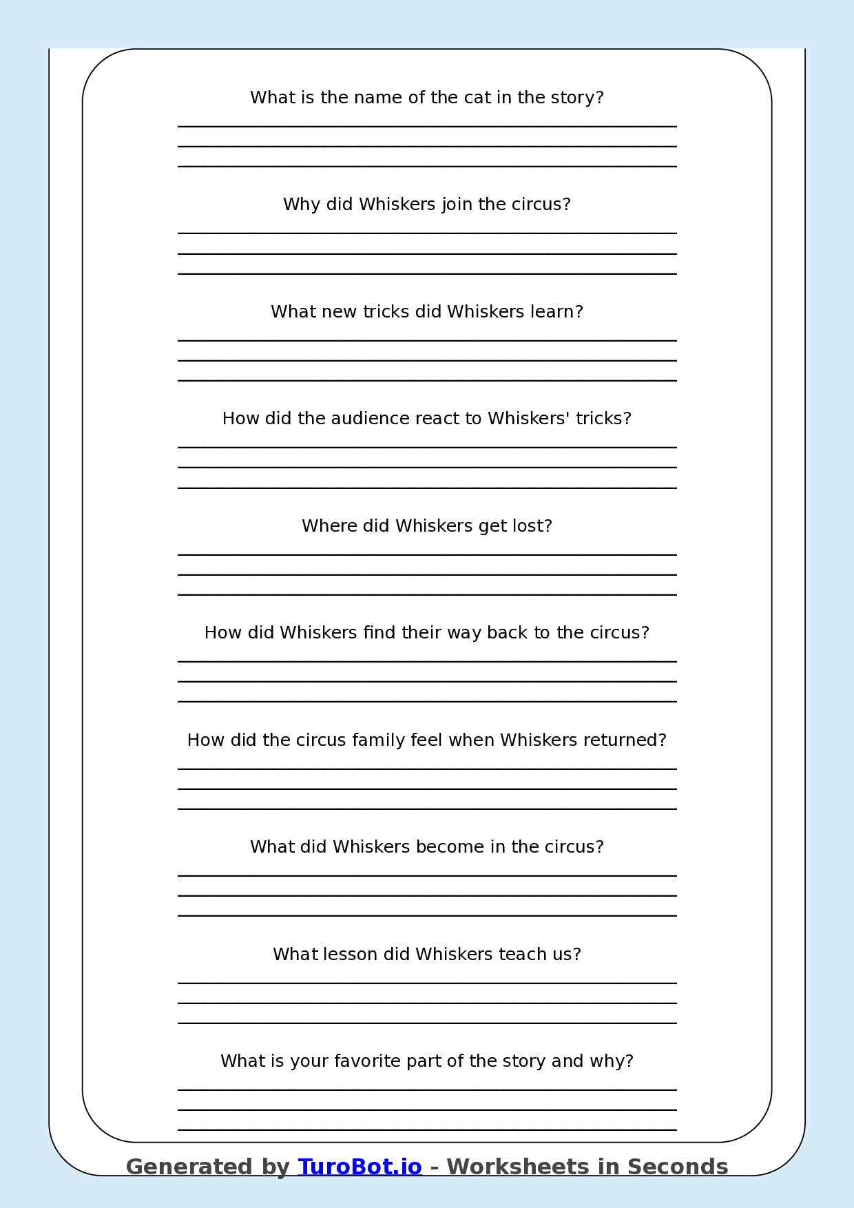 Reading Comprehension - Year 3 - The Cat That Joined the Circus