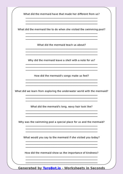 Reading Comprehension - Year 3 - The Mermaid in Our Swimming Pool