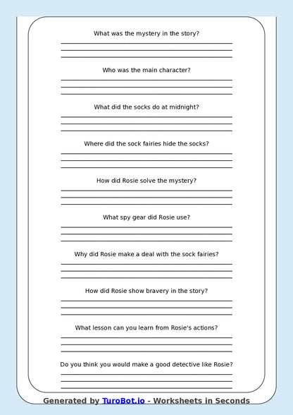 Reading Comprehension - Year 3 - The Mystery of the Disappearing Socks
