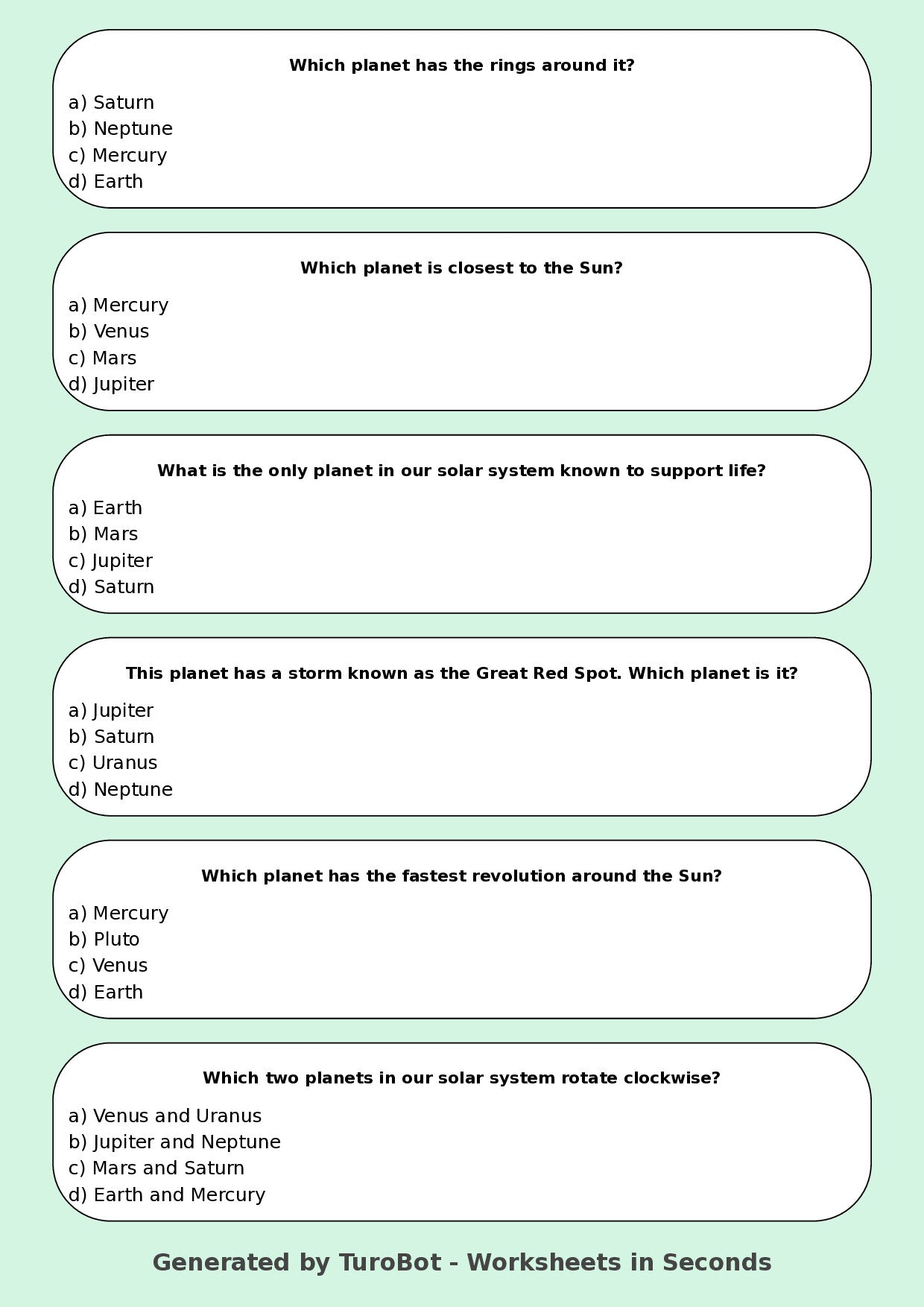Science - Year 5 - Solar System