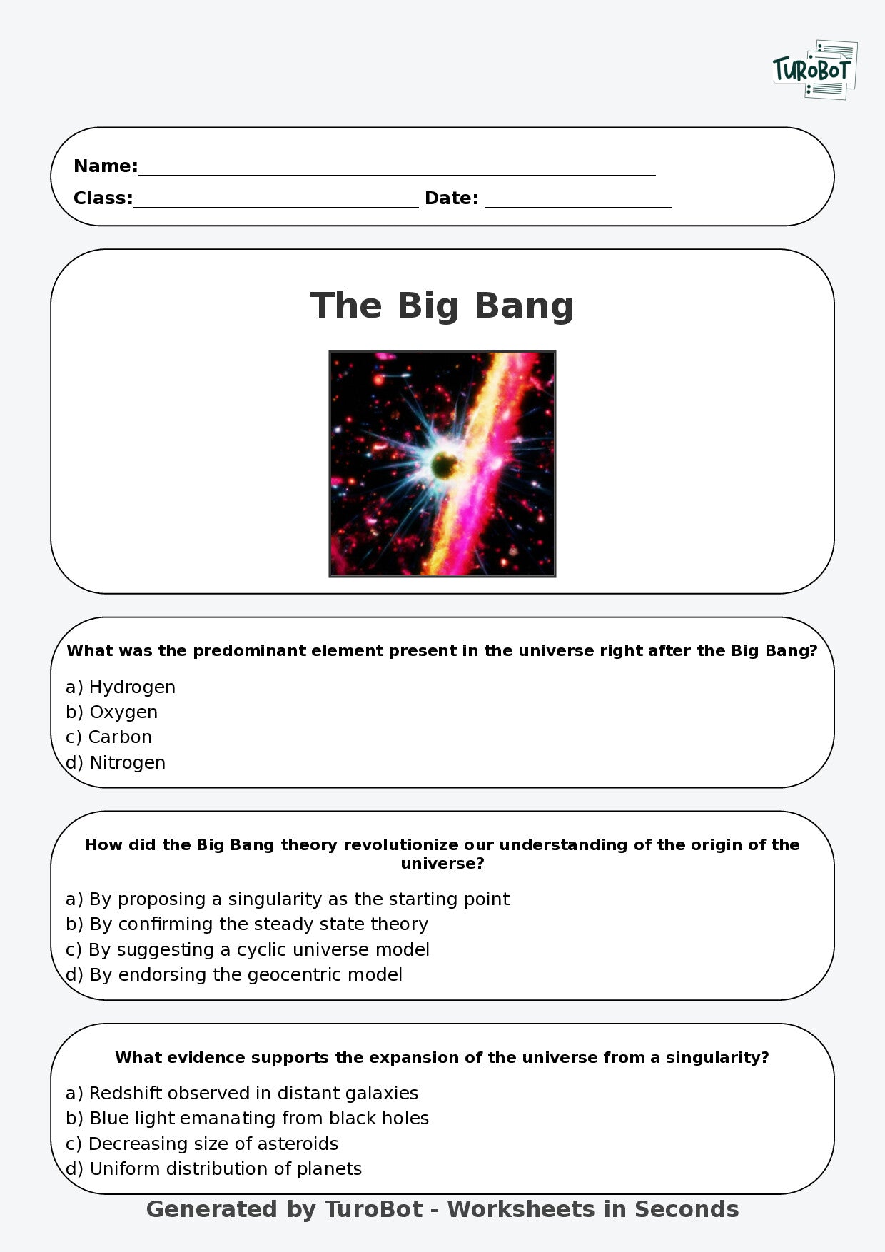 Science - Year 9 - Big Bang
