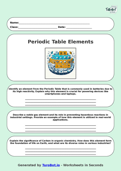 Science - Year 9 - Periodic Table Elements
