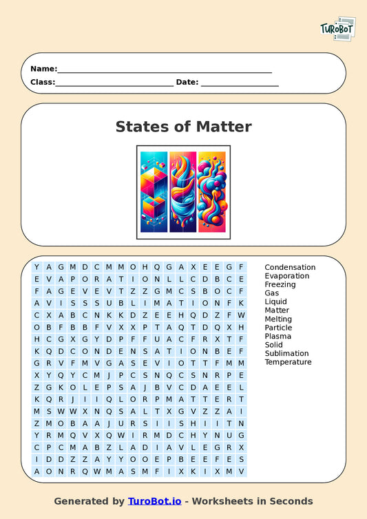 Science - Year 4 - Find a Word - States of Matter – Free Find a Word Worksheet