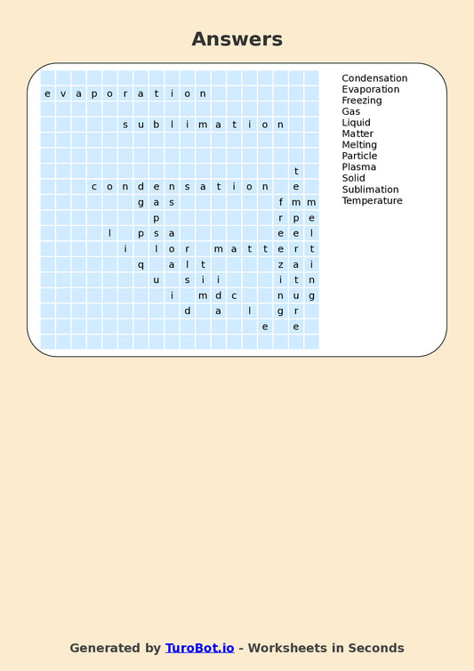 Science - Year 4 - Find a Word - States of Matter – Free Find a Word Worksheet
