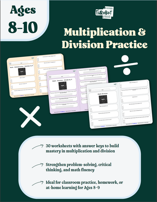 Grade 3 Multiplication and Division Workbook for Ages 8 - 10