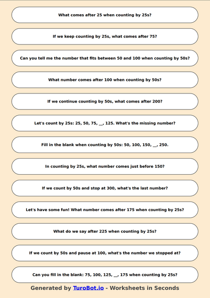 Math - Skip Counting by 25s and 50s - Year 3 - Lets Count by 25s and 50s