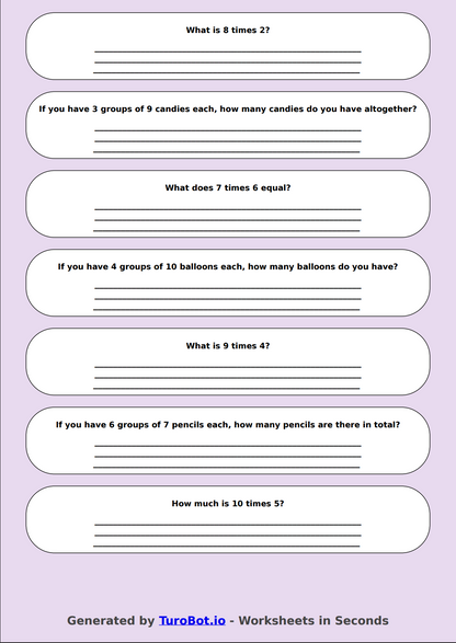 Math - Multiplication Facts (6-10) - Year 3 - Times Tables 6-10