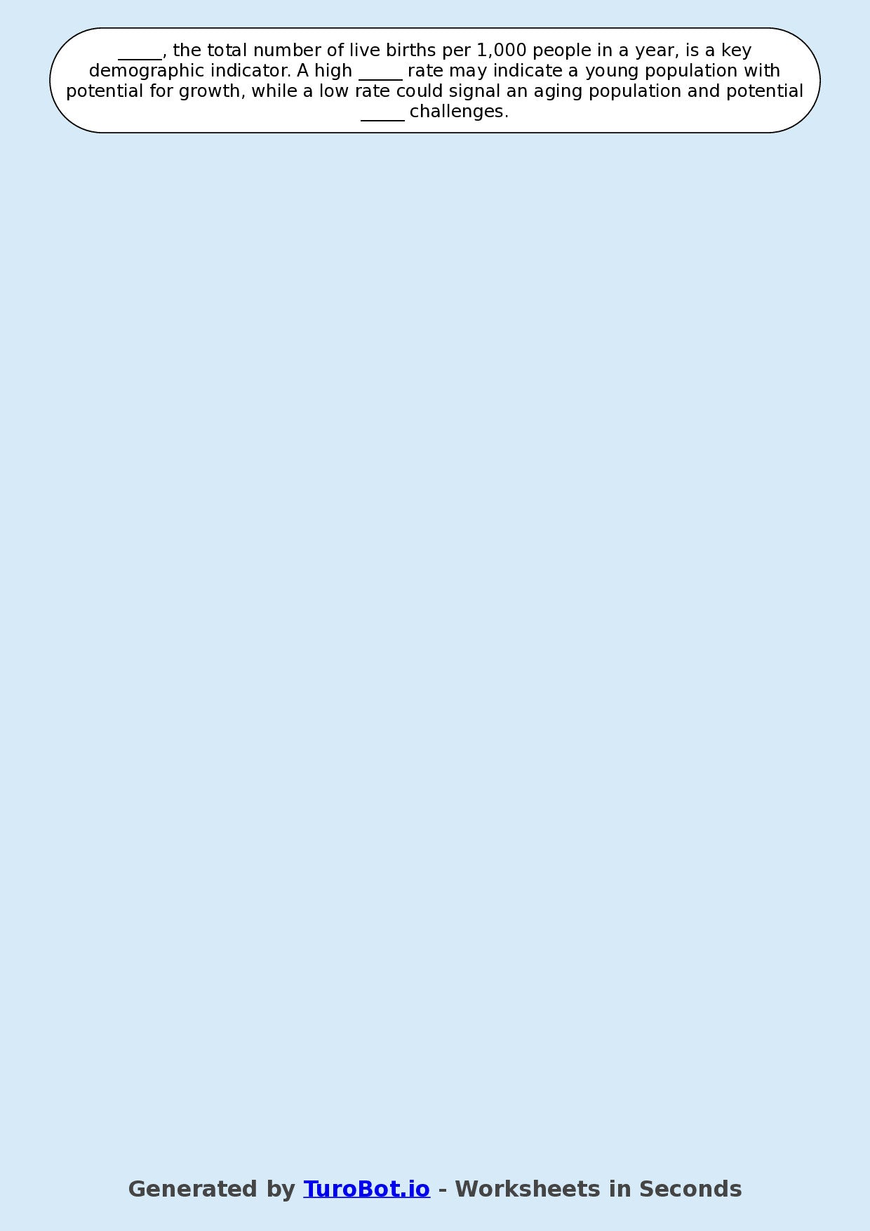 Year 8 Social Studies Fill in the Blanks Worksheet – Population and Migration Concepts