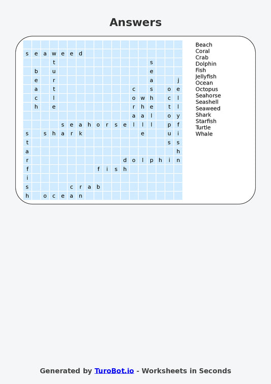Vocabulary - Year 3 - Find a Word - Ocean Life – Free Find a Word Worksheet