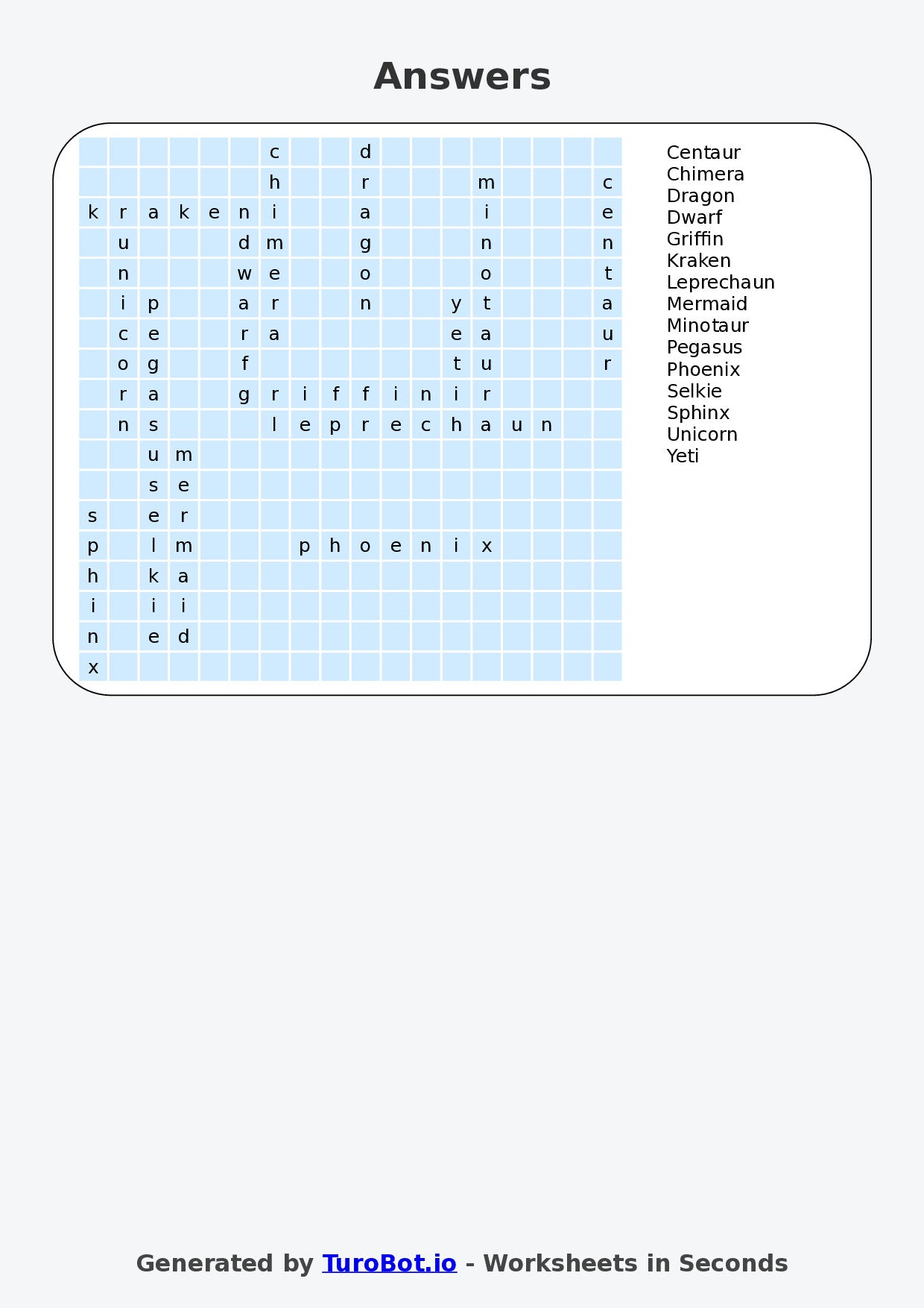 Vocabulary - Year 6 - Find a Word - Mythical Creatures – Free Find a Word Worksheet